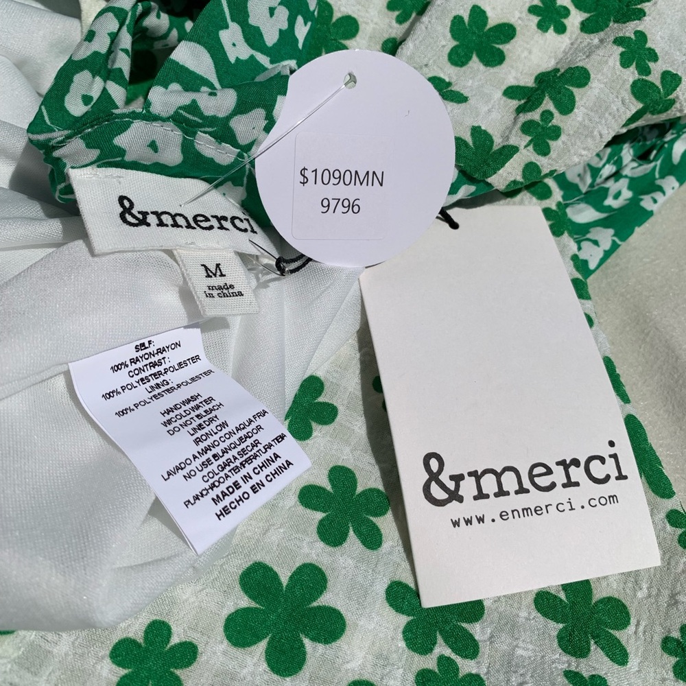 NWT Green Ditsy Floral Midi Dress size M - Picture 9 of 11